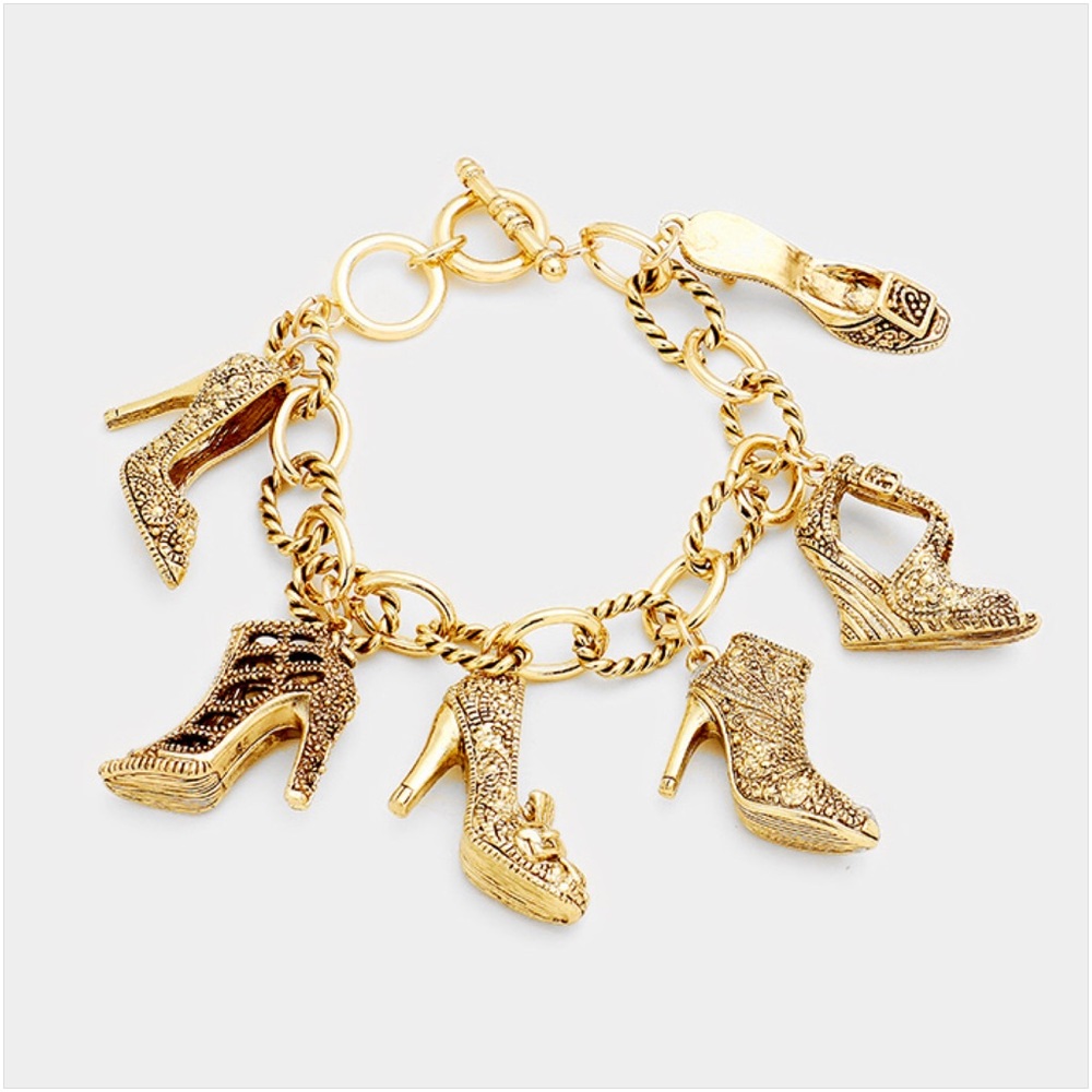 Gold Heel Charm Bracelet
